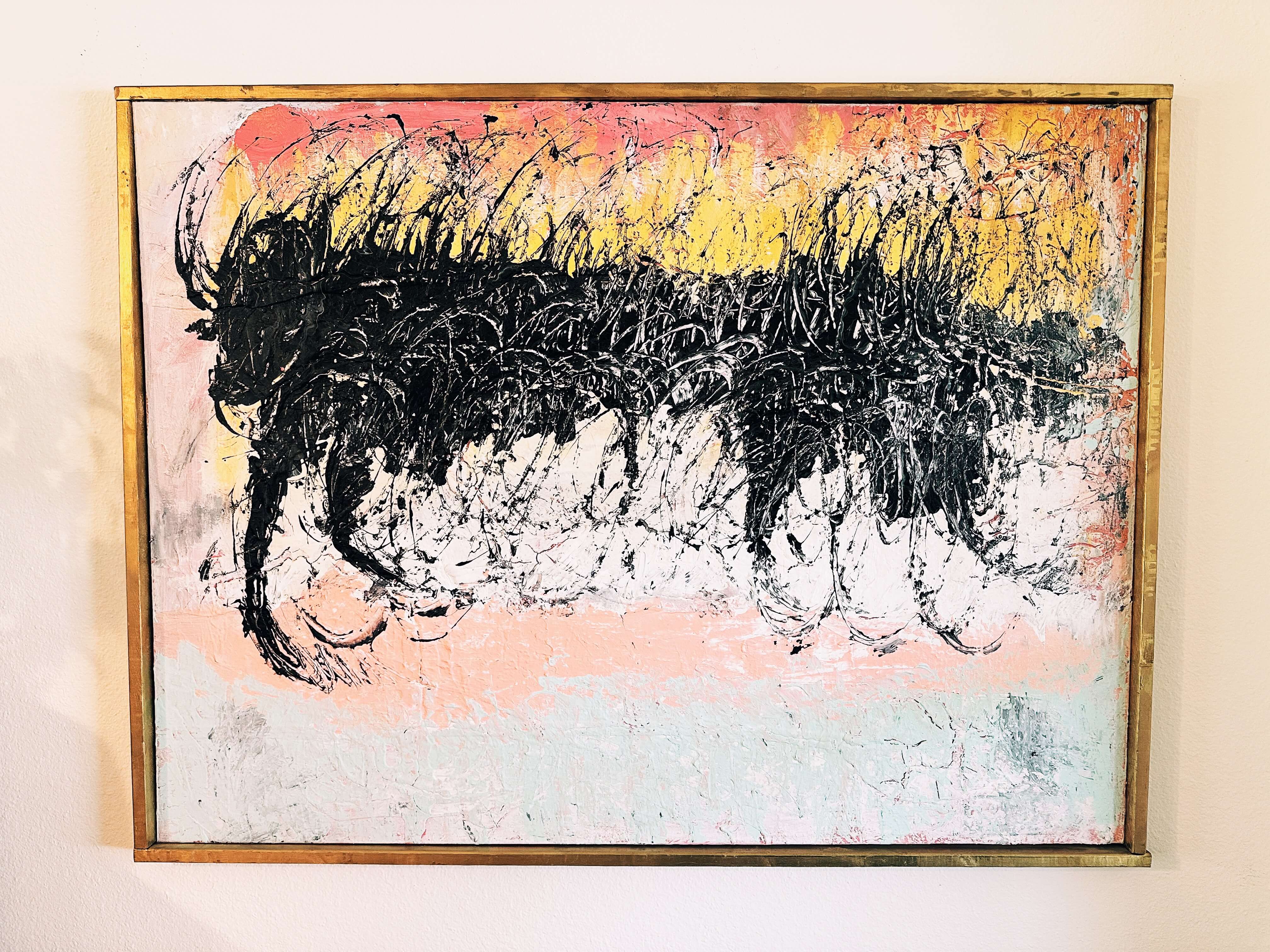 Bull — Acrylic and house paint on canvas, 48 x 36 in.